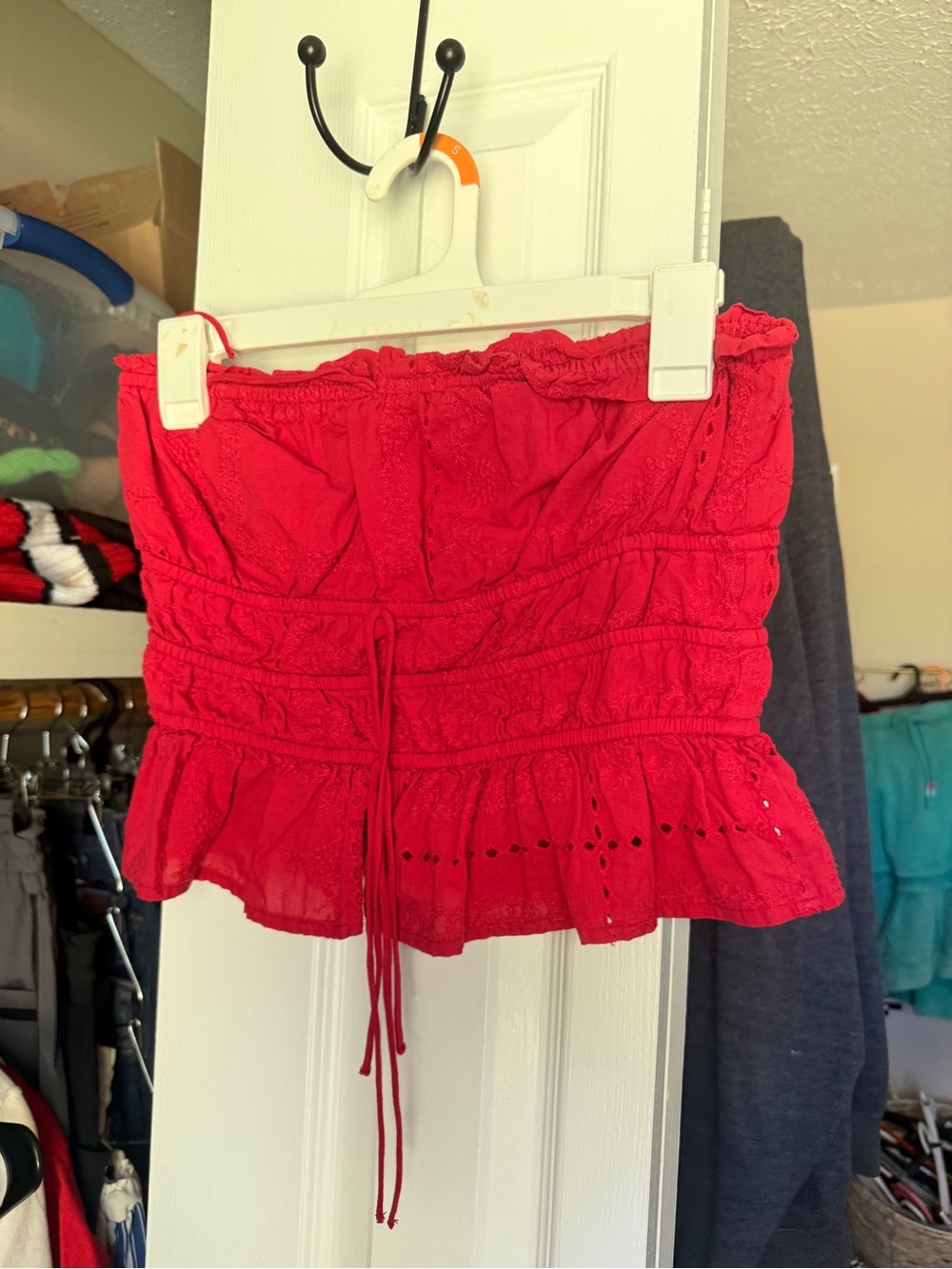 wild fable Red Ruffled Eyelet Mini Skirt